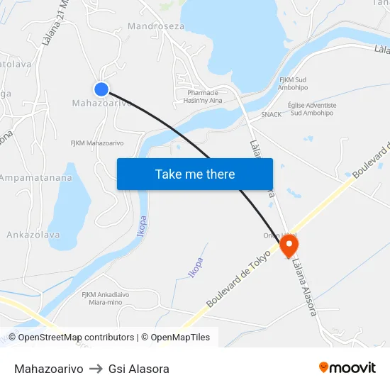 Mahazoarivo to Gsi Alasora map