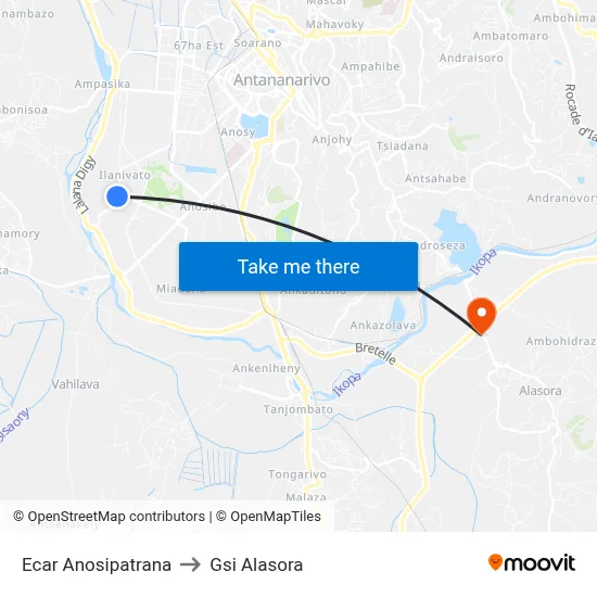 Ecar Anosipatrana to Gsi Alasora map