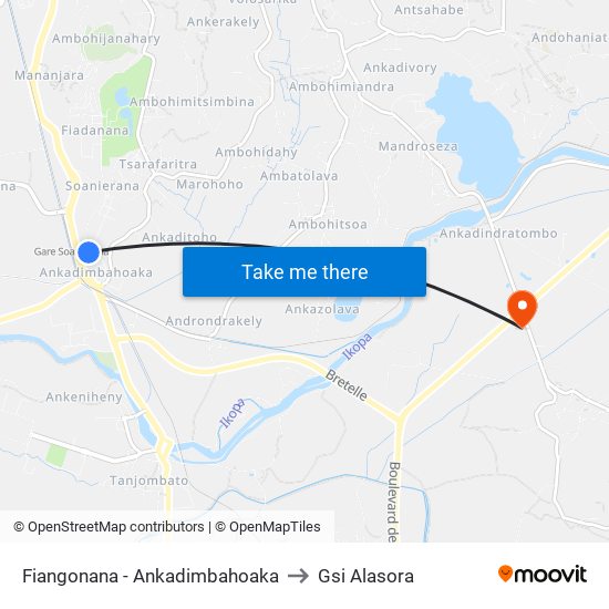 Fiangonana - Ankadimbahoaka to Gsi Alasora map