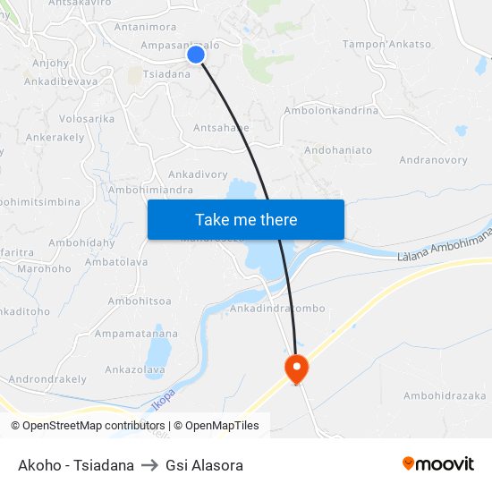 Akoho - Tsiadana to Gsi Alasora map