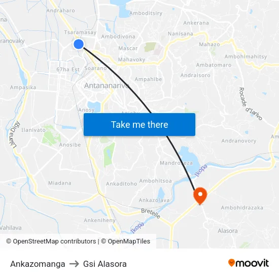 Ankazomanga to Gsi Alasora map