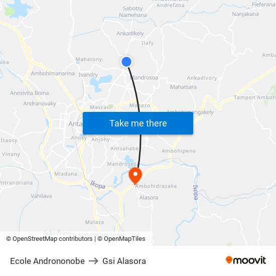 Ecole Andrononobe to Gsi Alasora map