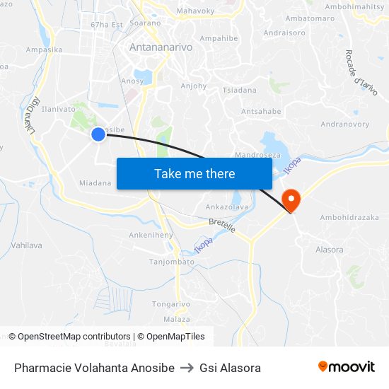 Pharmacie Volahanta Anosibe to Gsi Alasora map