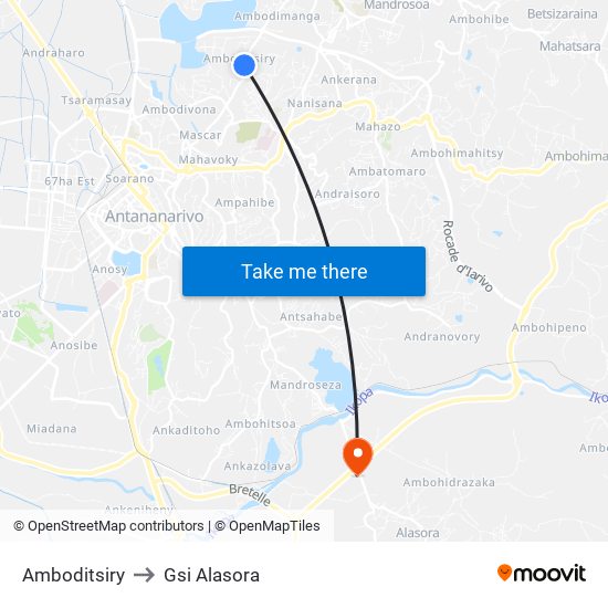 Amboditsiry to Gsi Alasora map