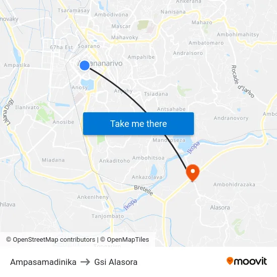 Ampasamadinika to Gsi Alasora map