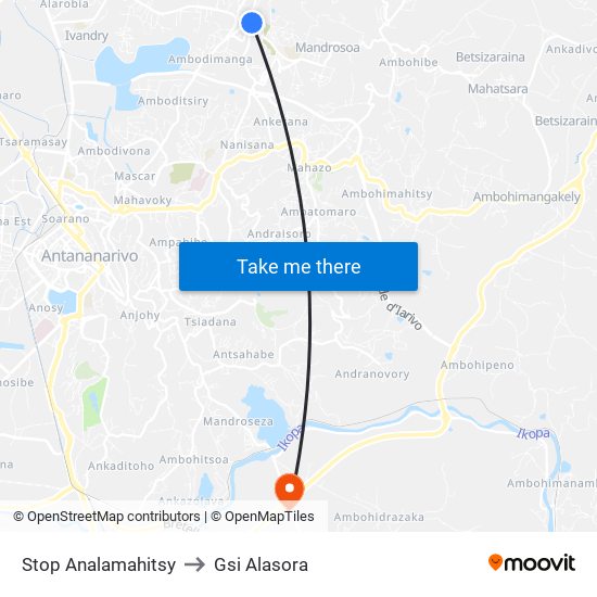 Stop Analamahitsy to Gsi Alasora map