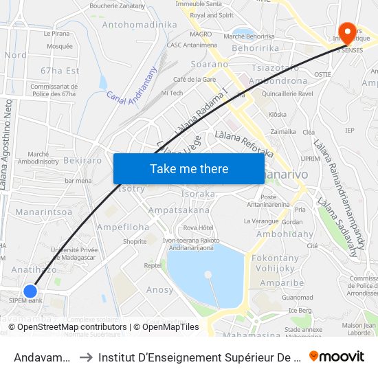 Andavamamba (Vers Anosy) to Institut D’Enseignement Supérieur De Technologie D’Informatique Et De Management D’Entreprise map