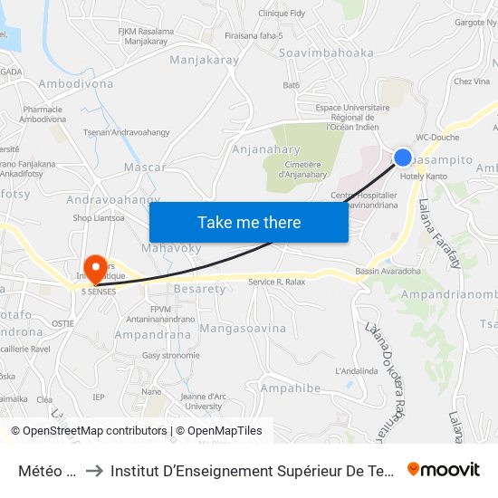 Météo , Ampasapito to Institut D’Enseignement Supérieur De Technologie D’Informatique Et De Management D’Entreprise map