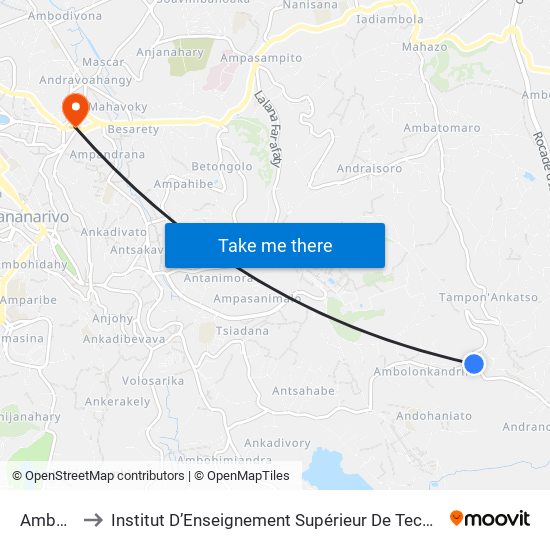 Ambolokandrina to Institut D’Enseignement Supérieur De Technologie D’Informatique Et De Management D’Entreprise map