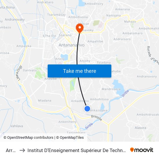 Arrêt Bus 7 to Institut D’Enseignement Supérieur De Technologie D’Informatique Et De Management D’Entreprise map