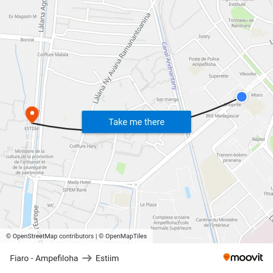 Fiaro - Ampefiloha to Estiim map