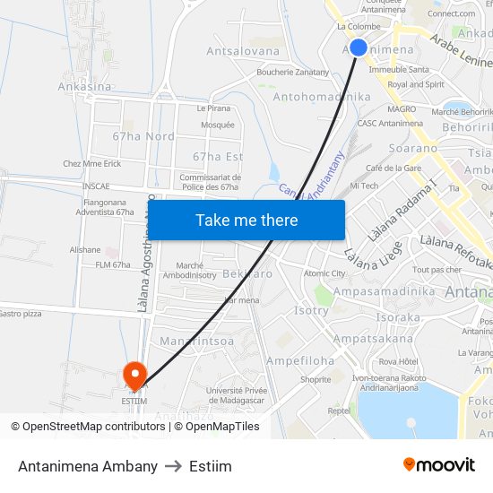 Antanimena Ambany to Estiim map