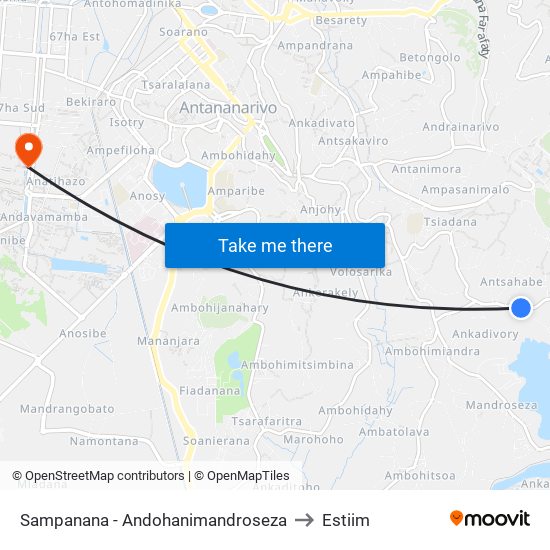 Sampanana - Andohanimandroseza to Estiim map