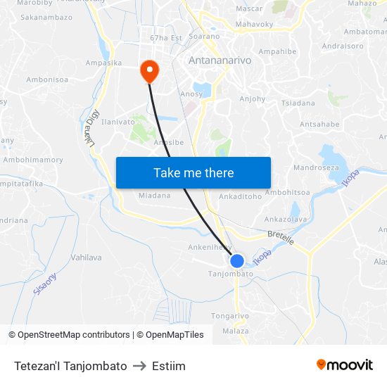Tetezan'I Tanjombato to Estiim map