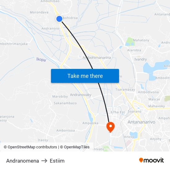 Andranomena to Estiim map