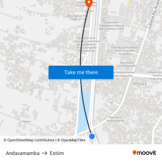 Andavamamba to Estiim map