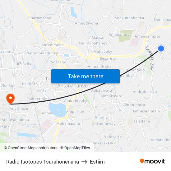 Radio Isotopes Tsarahonenana to Estiim map