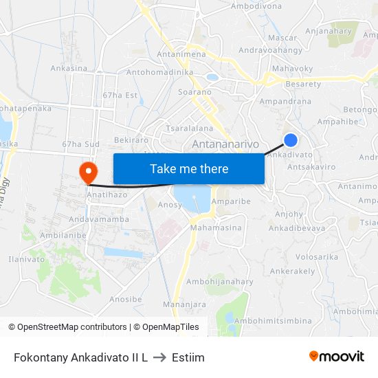 Fokontany Ankadivato II L to Estiim map