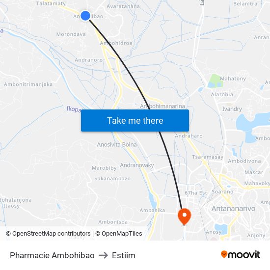 Pharmacie Ambohibao to Estiim map