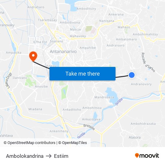 Ambolokandrina to Estiim map