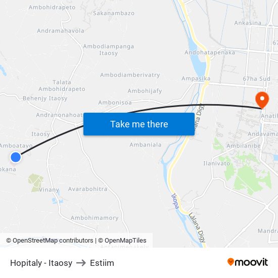 Hopitaly - Itaosy to Estiim map