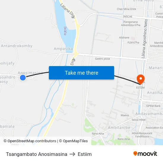 Tsangambato Anosimasina to Estiim map