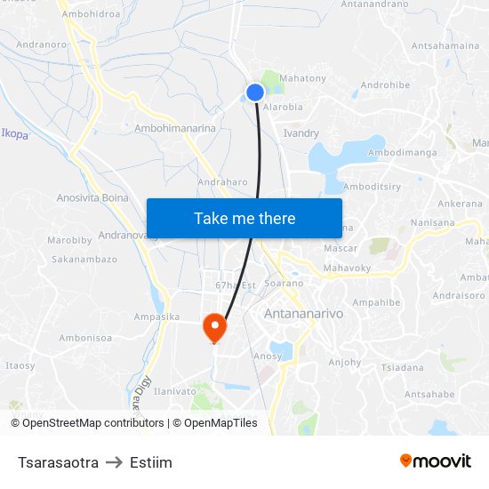 Tsarasaotra to Estiim map