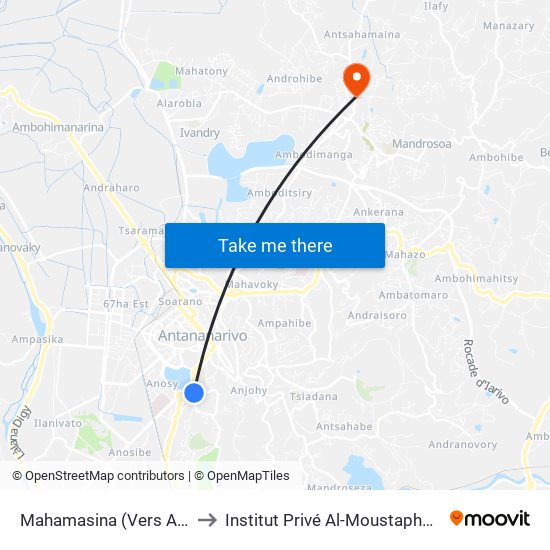 Mahamasina (Vers Ambohijatovo) to Institut Privé Al-Moustapha De Madagascar map