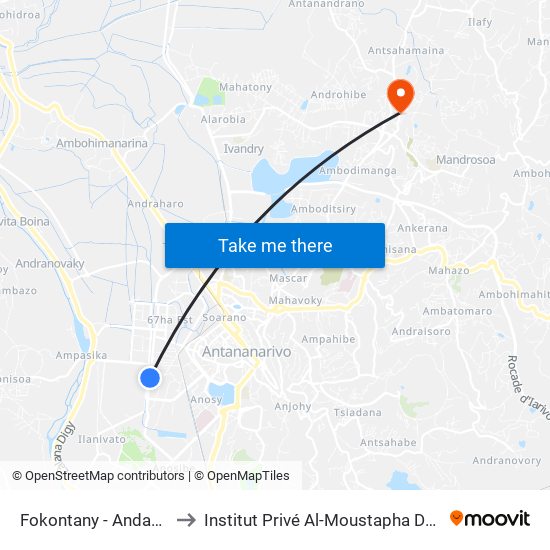 Fokontany - Andavamamba to Institut Privé Al-Moustapha De Madagascar map