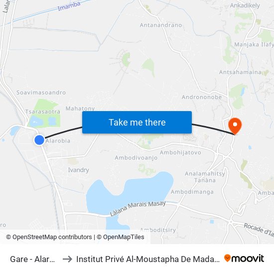 Gare - Alarobia to Institut Privé Al-Moustapha De Madagascar map
