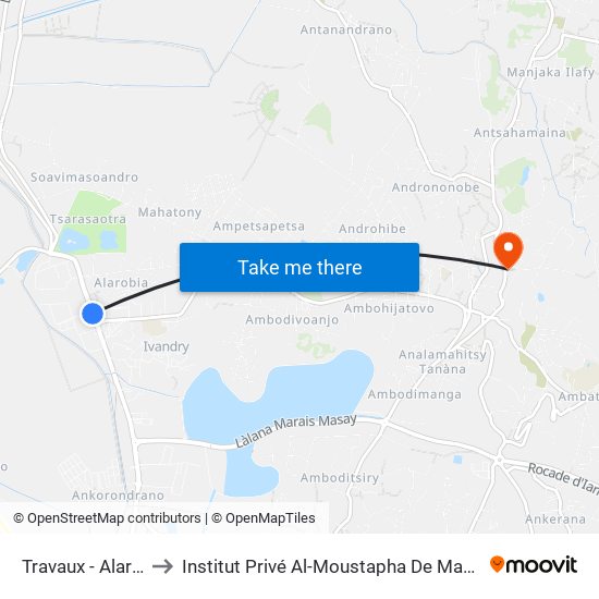 Travaux - Alarobia to Institut Privé Al-Moustapha De Madagascar map