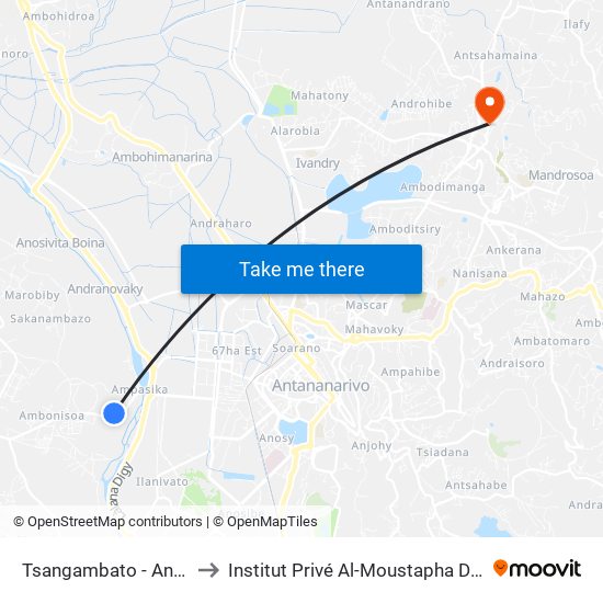 Tsangambato - Anosimasina to Institut Privé Al-Moustapha De Madagascar map