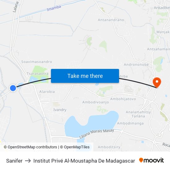 Sanifer to Institut Privé Al-Moustapha De Madagascar map