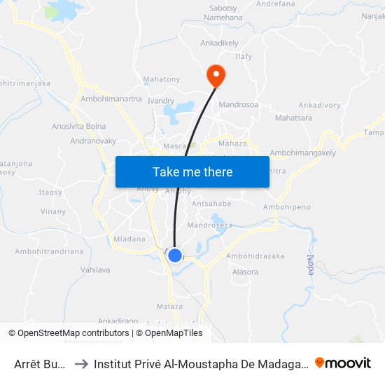 Arrêt Bus 5 to Institut Privé Al-Moustapha De Madagascar map