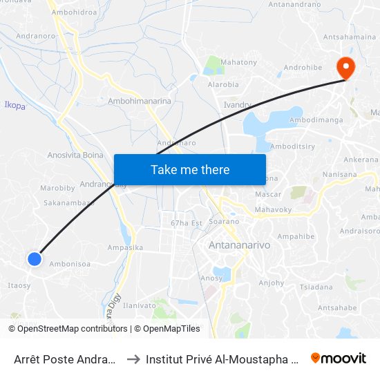 Arrêt Poste Andranonahoatra to Institut Privé Al-Moustapha De Madagascar map