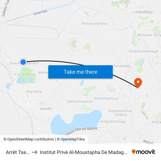 Arrêt Tsena to Institut Privé Al-Moustapha De Madagascar map