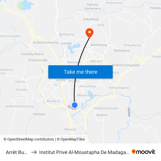 Arrêt Bus 7 to Institut Privé Al-Moustapha De Madagascar map