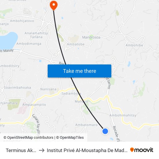 Terminus Akanjo to Institut Privé Al-Moustapha De Madagascar map