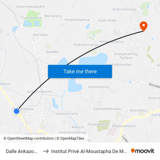 Dalle Ankazomanga to Institut Privé Al-Moustapha De Madagascar map