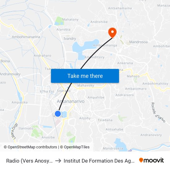 Radio (Vers Anosy) - Anosy to Institut De Formation Des Agents De Santé map