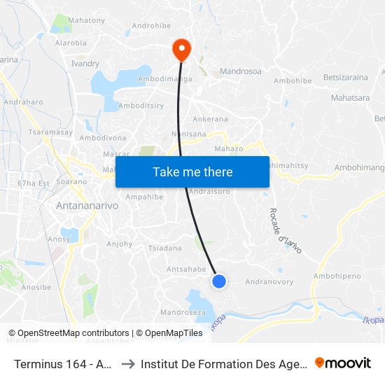 Terminus 164 - Ambohipo to Institut De Formation Des Agents De Santé map