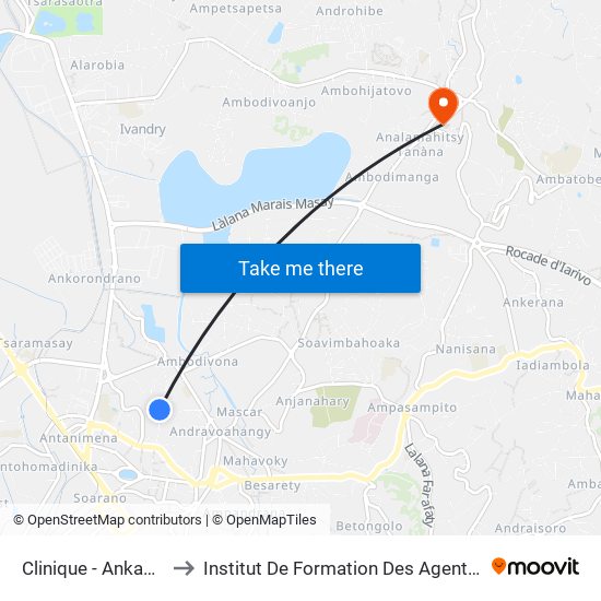 Clinique - Ankadifotsy to Institut De Formation Des Agents De Santé map