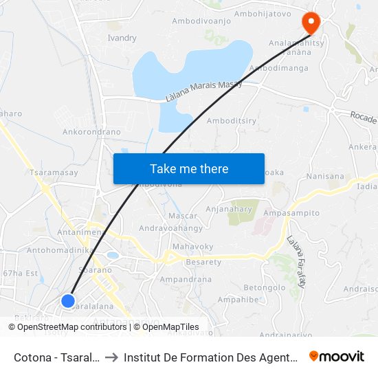 Cotona - Tsaralalana to Institut De Formation Des Agents De Santé map