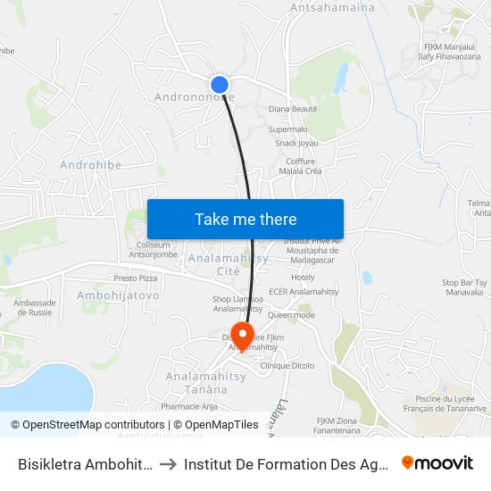 Bisikletra Ambohitrarahaba to Institut De Formation Des Agents De Santé map