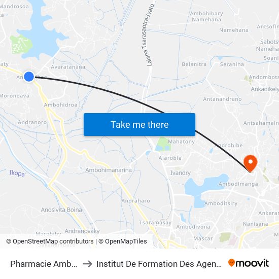 Pharmacie Ambohibao to Institut De Formation Des Agents De Santé map