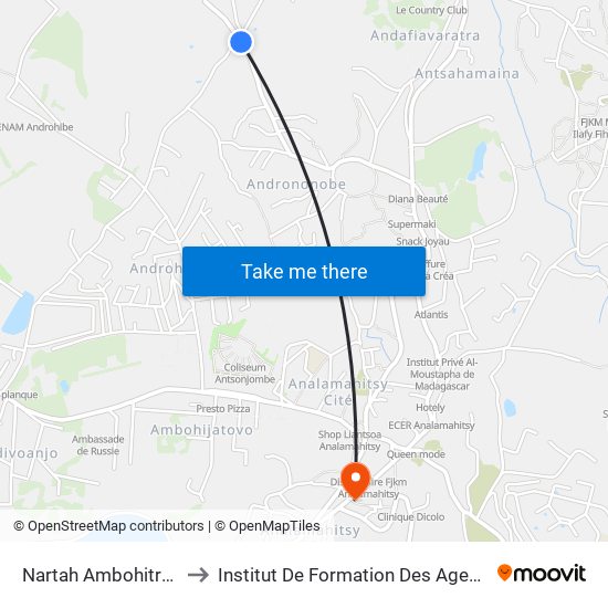 Nartah Ambohitrarahaba to Institut De Formation Des Agents De Santé map