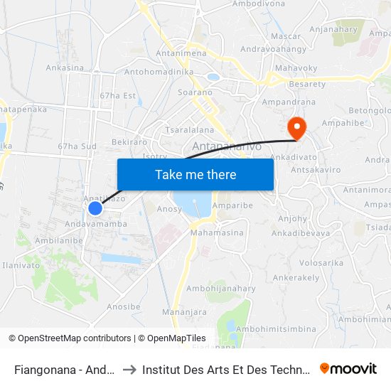Fiangonana - Andavamamba to Institut Des Arts Et Des Technologies Avancées map