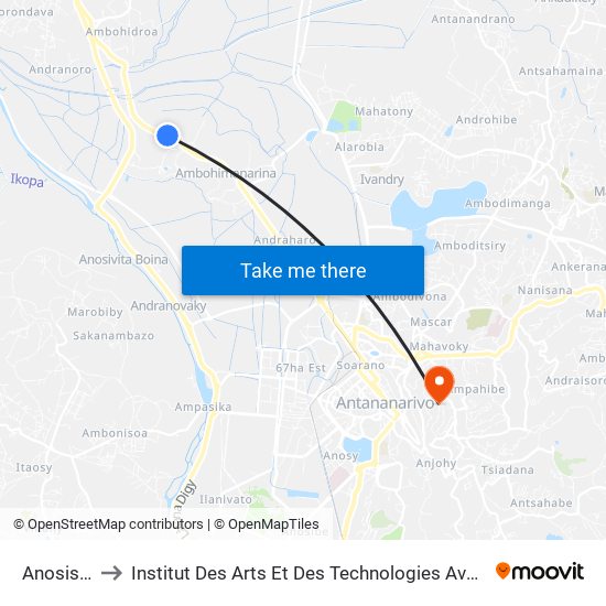 Anosisoa to Institut Des Arts Et Des Technologies Avancées map