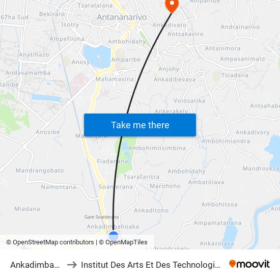 Ankadimbahoaka to Institut Des Arts Et Des Technologies Avancées map