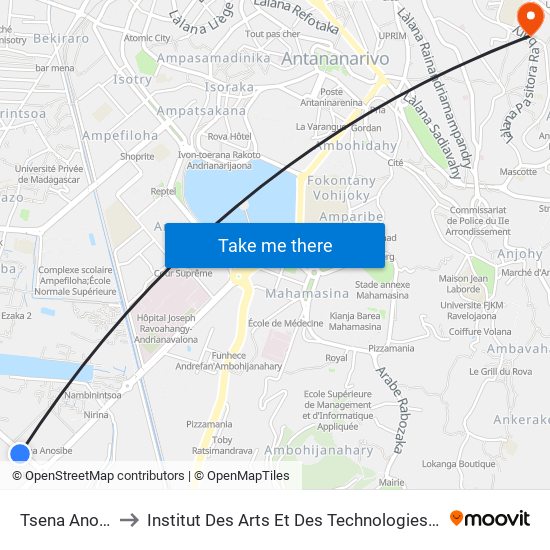 Tsena Anosibe to Institut Des Arts Et Des Technologies Avancées map